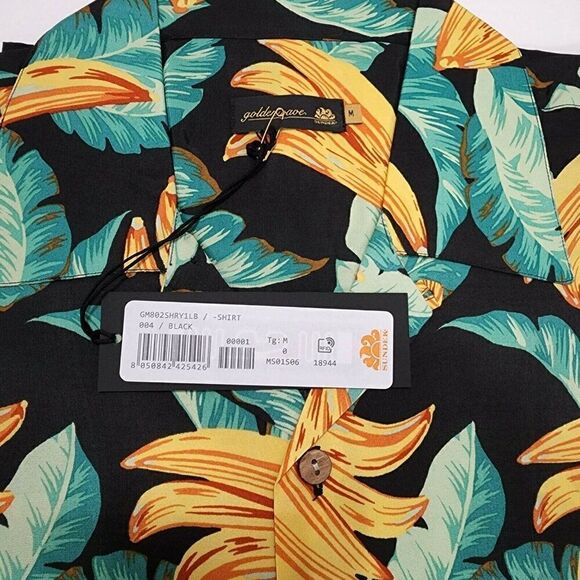 SUNDEK Men's Goldenwave Short Sleeve Shirt Casual Floral Hawaiian Leaf Print - M - Picture 4 of 9
